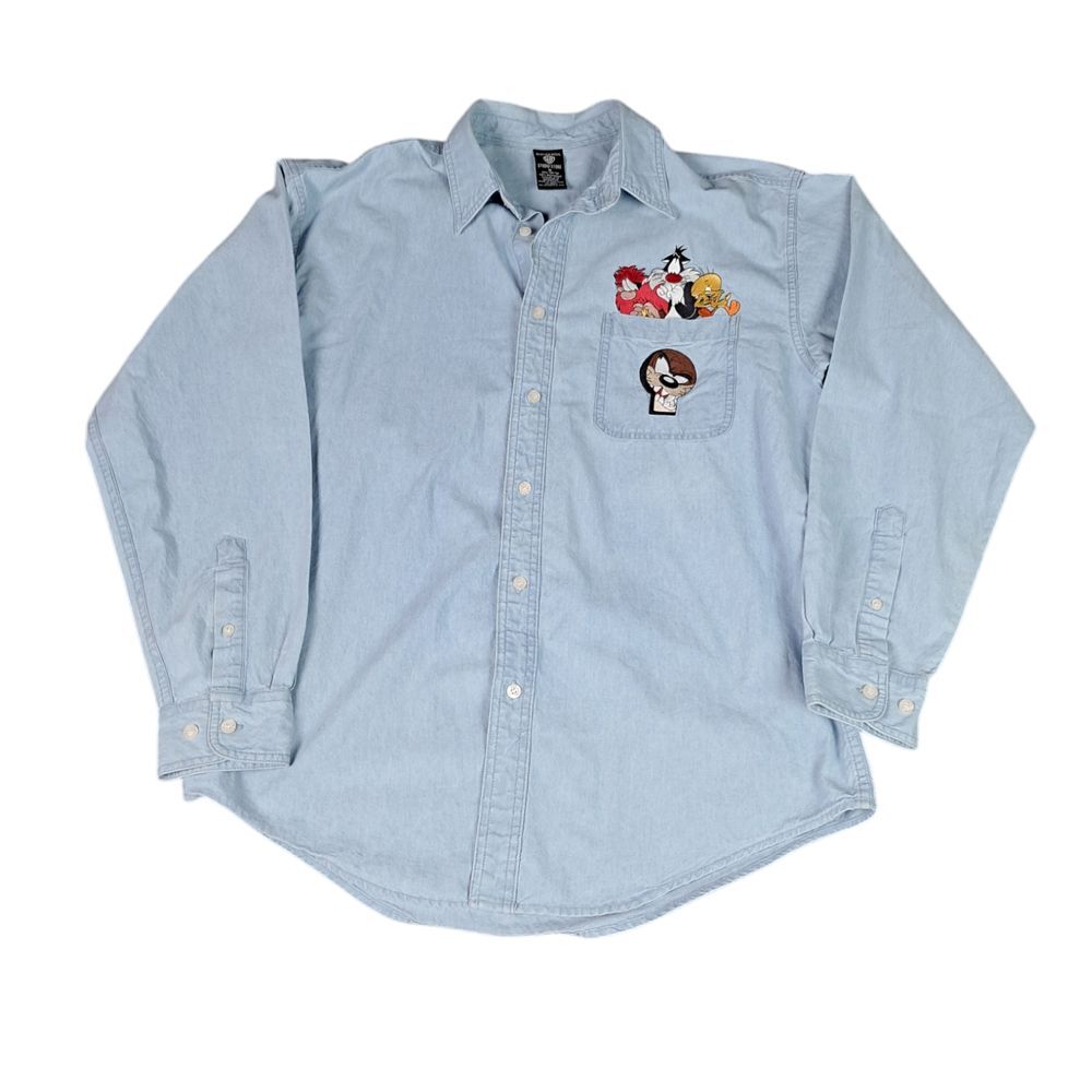 Vintage Warner Bros Shirt‎ Embroidered Cartoon Looney Tunes Men's  Size Medium